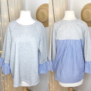 ❗️SOLD❗️Pleione Gray Blue Pinstripe Sweater